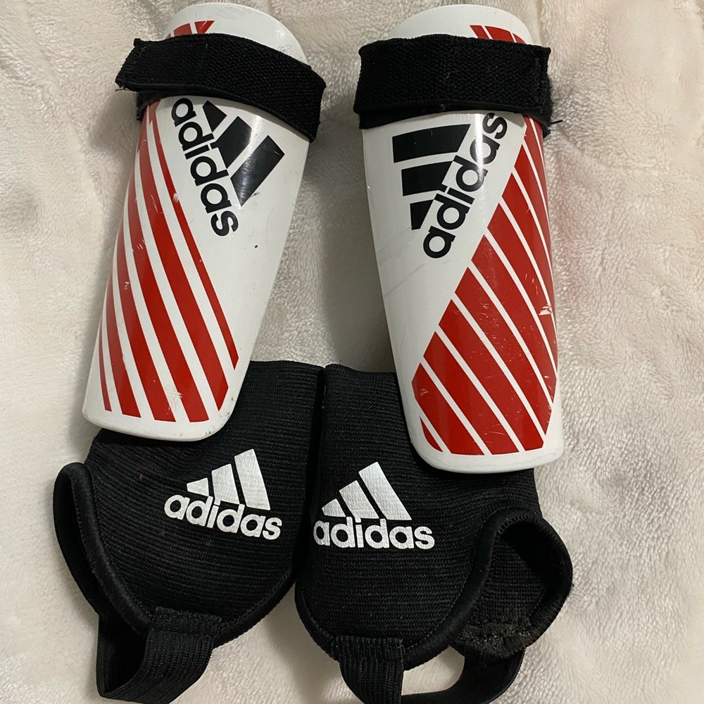 Adidas Red and White Shin Guards
